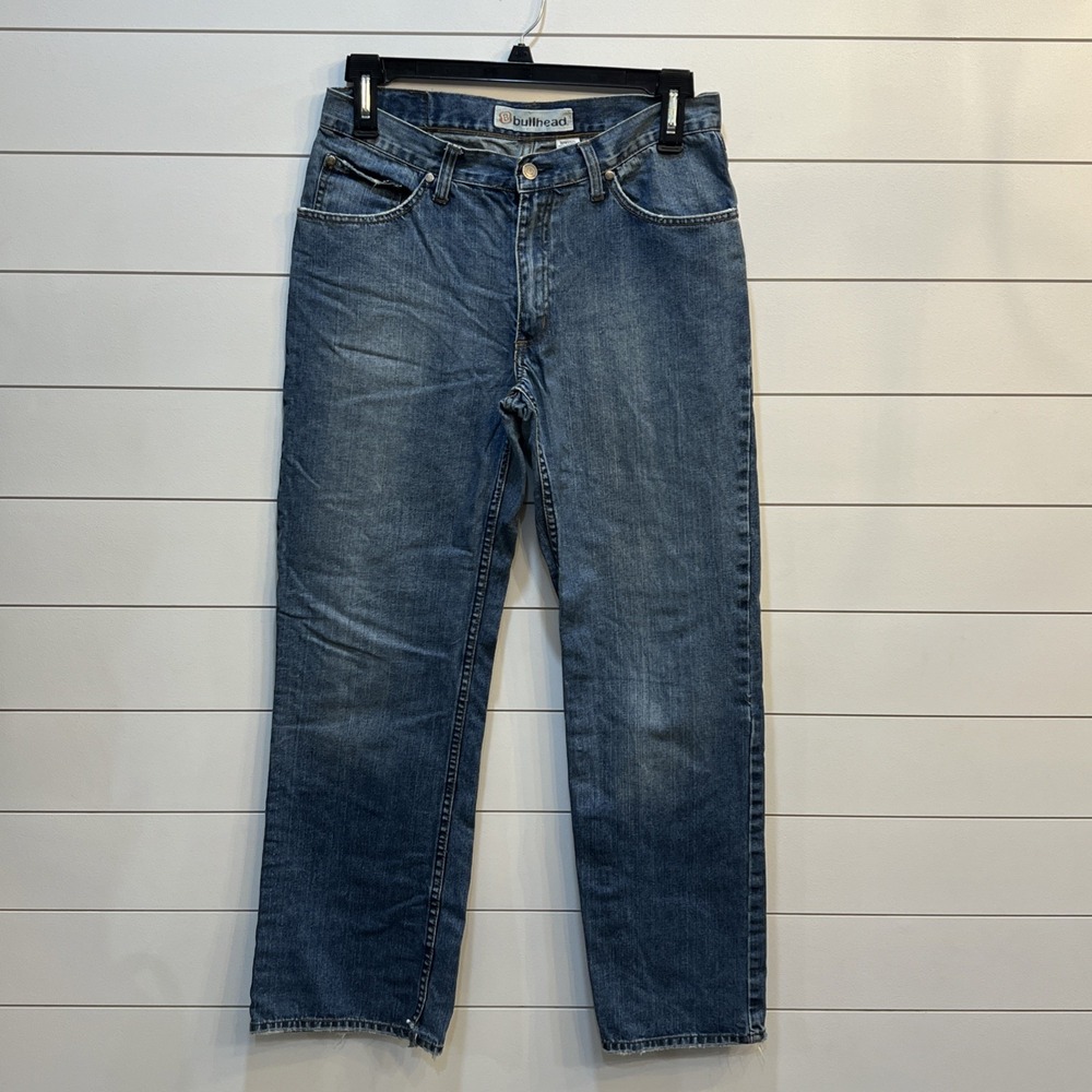 Vintage Y2K Bullhead Jeans Size 32X32 Blue Denim Straight Baggy Actual 33X30.5